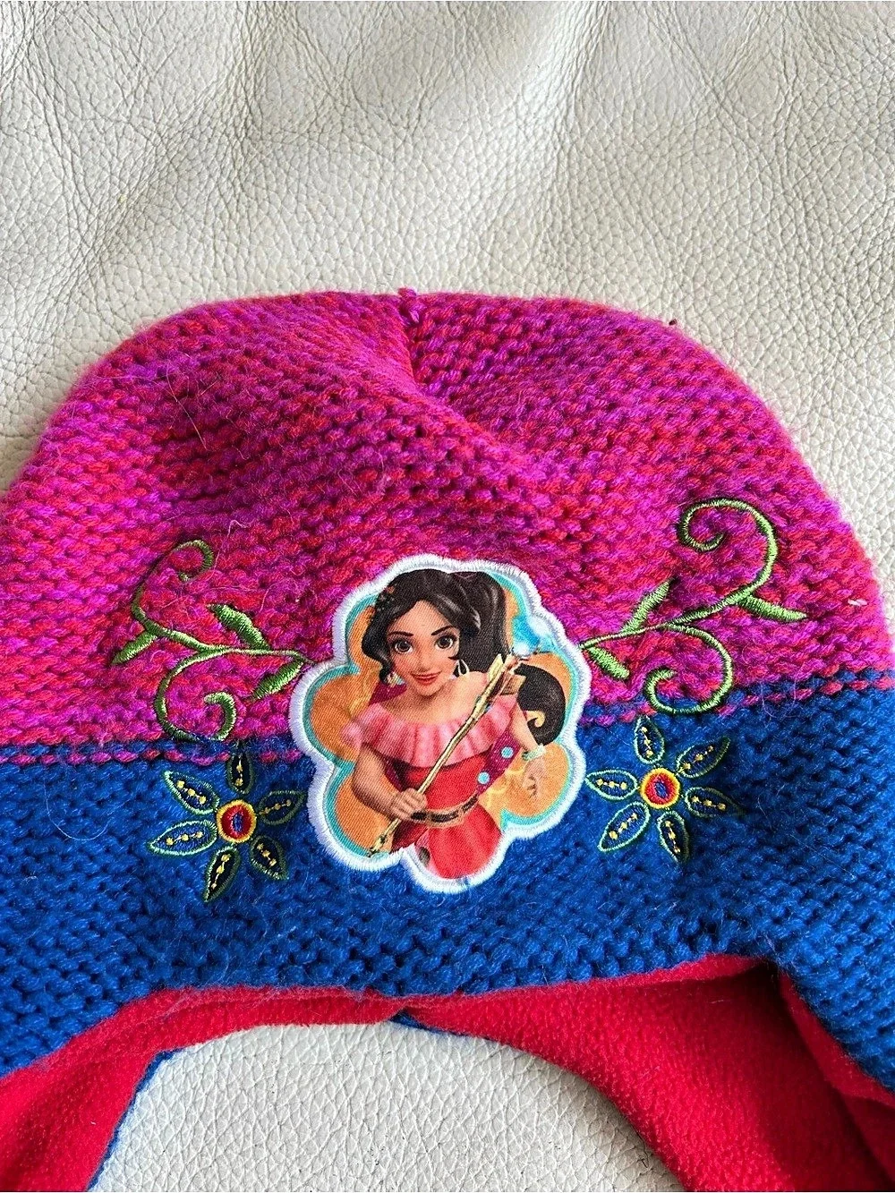 Disney Encanto Mirabel Winter Hat and Gloves Set Kids Blue & Pink Like New